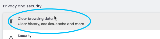 The menu showing the Clear browsing data option