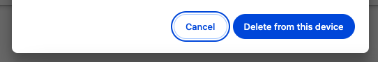 Screenshot of the Delete from this device button