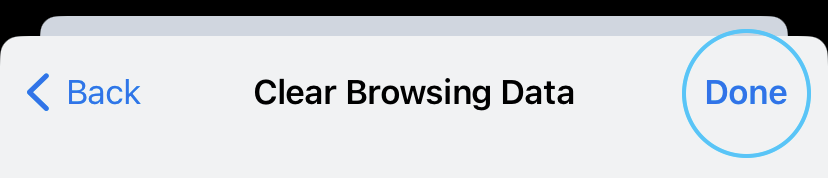 The Done button at the top of the screen