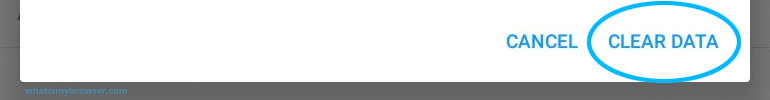 Screenshot of the Clear Data button and the Cancel button