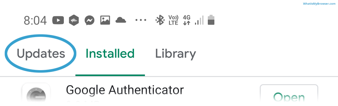Screenshot of the Home Screen, highlighting the Play Store app icon