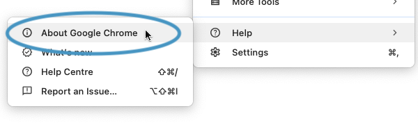 The location of the About menu item