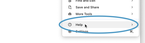 The location of the Help menu item