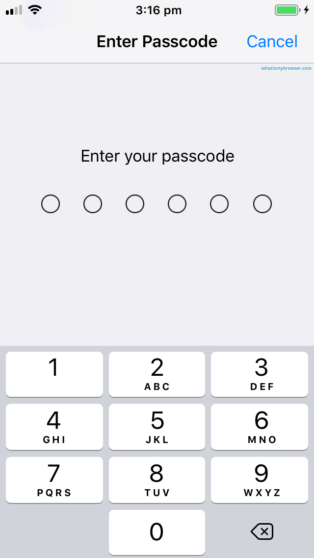 iOS prompts you to enter your passcode