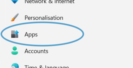 The Apps menu item on the left menu