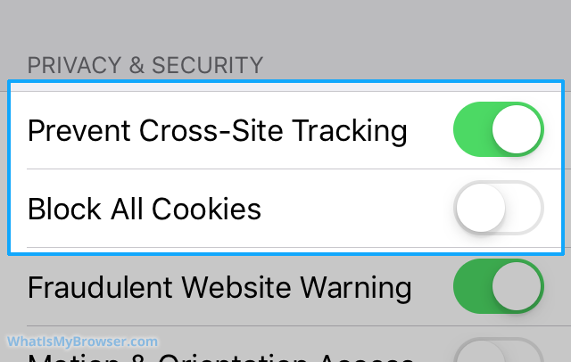 Enable Cookies in Safari on iPhone - WhatIsMyBrowser.com