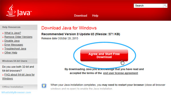 Install Java On Windows - WhatIsMyBrowser.Com
