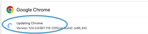 The 'About Chrome' dialog - the update section is already checking for updates