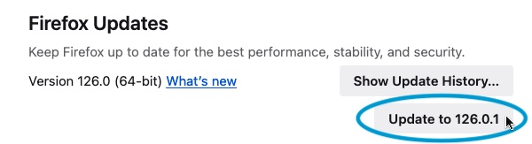 Firefox prompts you to click to update