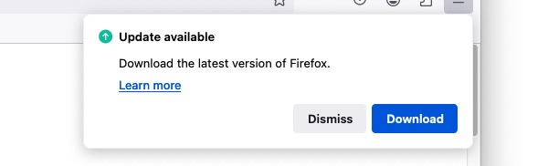Firefox prompts to install updates
