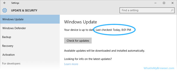 Windows 10 is up to date